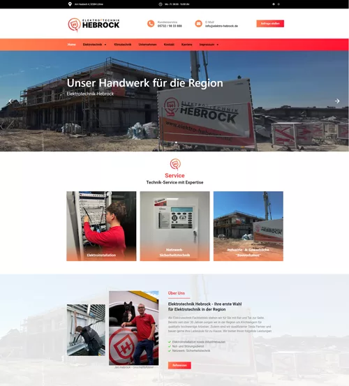Webseite von Elektrotechnik Hebrock